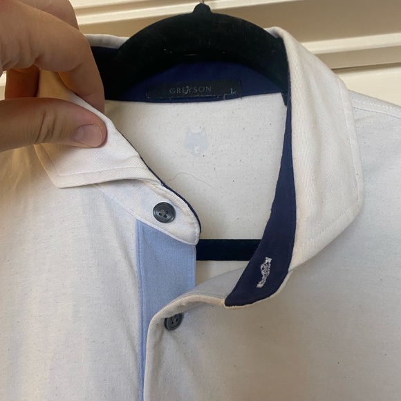 Greyson Men White Polo Longsleeve Wolf Large - Picture 3 of 5